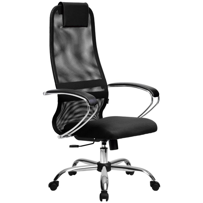 Кресло руководителя Метта SU-BK-8 CH, ткань-сетка черная №20, спинка-сетка, топ-ган (101/003) - фото 293410