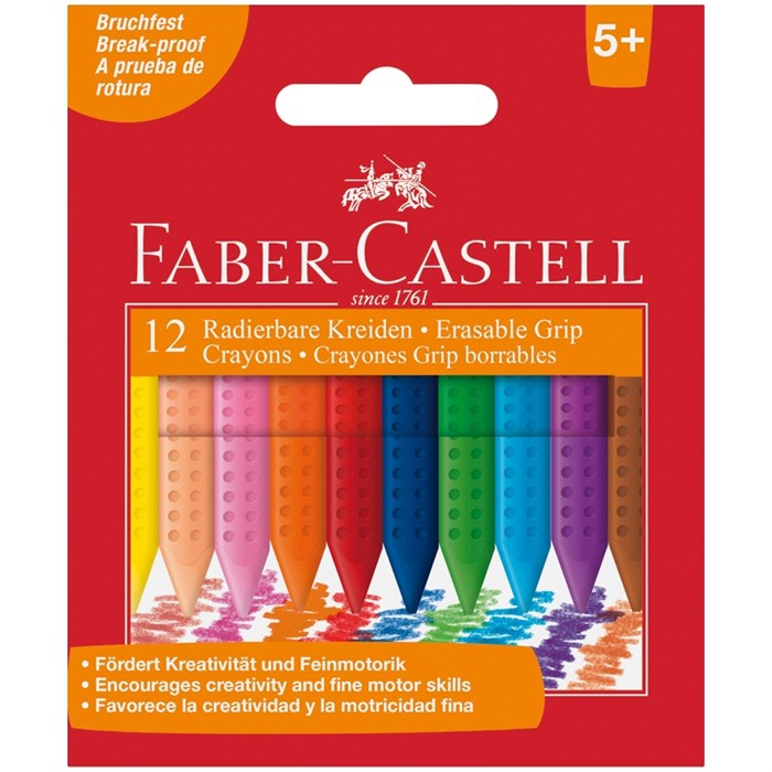 Мелки пластиковые Faber-Castell "Grip" 12цв., трехгранные, картон, европодвес - фото 298967