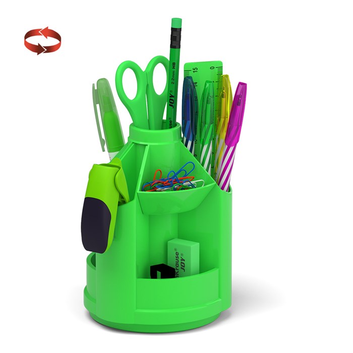 Набор настольный вращающийся пластиковый ErichKrause® Mini Desk, Neon Solid, зеленый - фото 305903