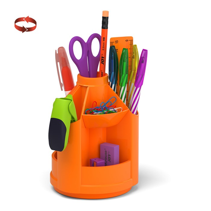 Набор настольный вращающийся пластиковый ErichKrause® Mini Desk, Neon Solid, оранжевый - фото 305906