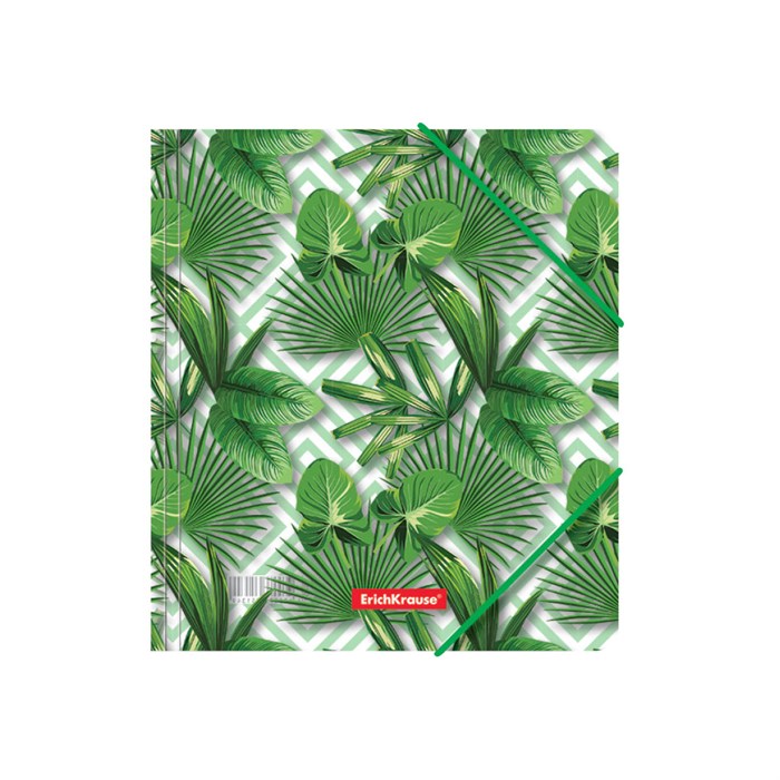 Папка для тетрадей на резинках пластиковая ErichKrause® Tropical Leaves, A5+ (в пакете по 4 шт.) - фото 321106