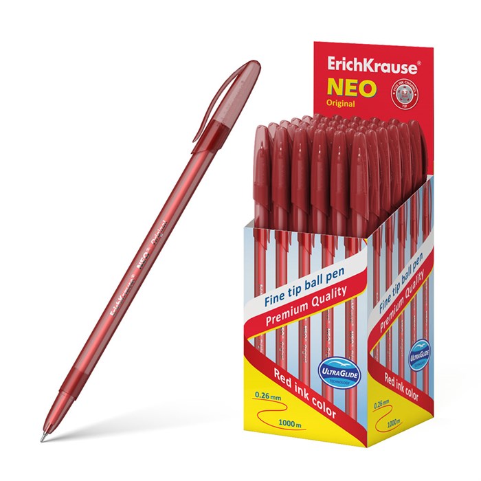 Ручка шариковая ErichKrause Neo® Stick Original 0.7, Super Glide Technology, цвет чернил красный (в - фото 322939