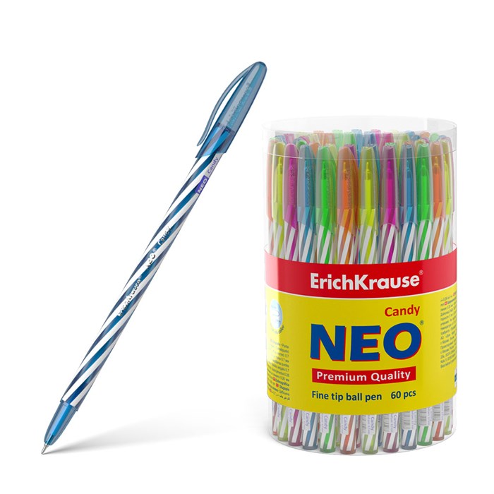 Ручка шариковая ErichKrause Neo® Stick Candy 0.7, Super Glide Technology, цвет чернил синий (в тубус - фото 322972