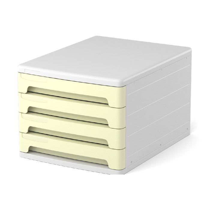Файл-кабинет 4-секционный пластиковый ErichKrause® Pastel, белый с желтыми ящиками - фото 331914