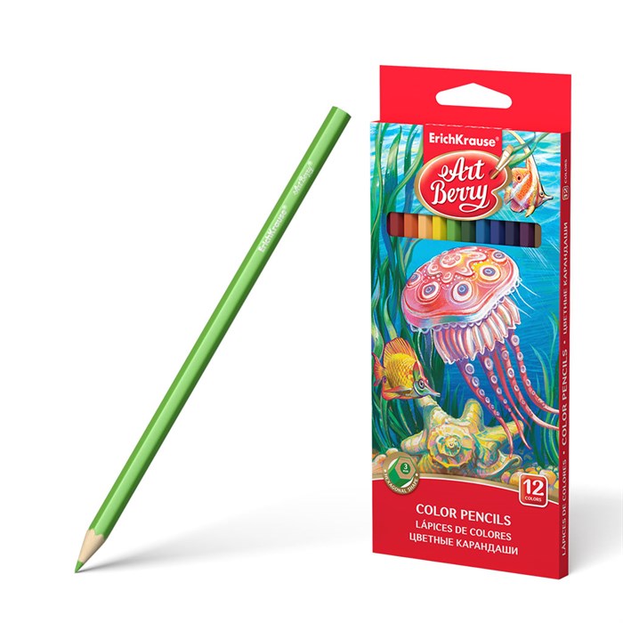 Цветные карандаши деревянные ArtBerry® шестигранные, грифель 3 мм, 12 цветов - фото 332068