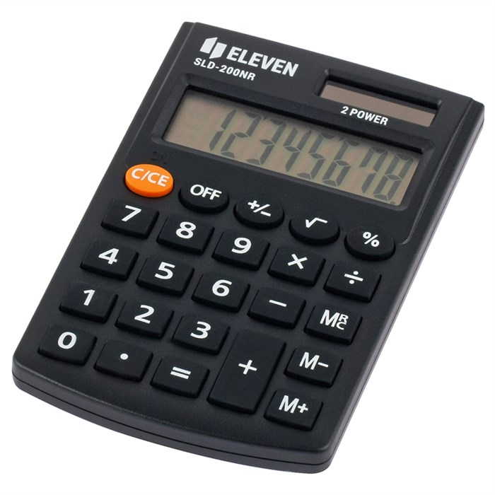 Калькулятор карманный Eleven SLD-200NR, 8 разрядов, двойное питание, 62*98*10мм, черный - фото 338370