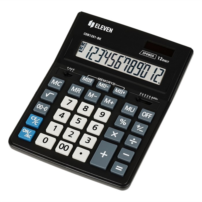 Калькулятор настольный Eleven Business Line CDB1201-BK, 12 разрядов, двойное питание, 155*205*35мм, - фото 338410
