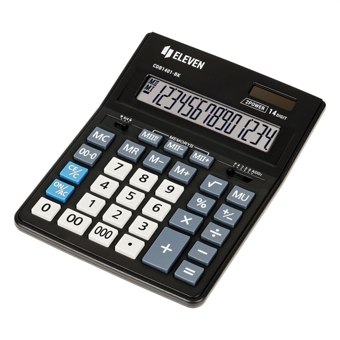 Калькулятор настольный Eleven Business Line CDB1401-BK, 14 разрядов, двойное питание, 155*205*35мм, - фото 338418