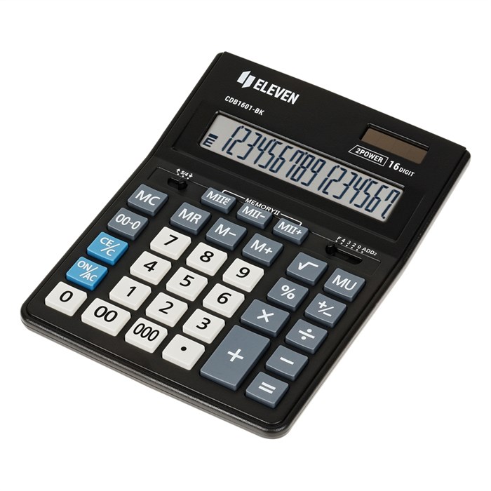 Калькулятор настольный Eleven Business Line CDB1601-BK, 16 разрядов, двойное питание, 155*205*35мм, - фото 338425