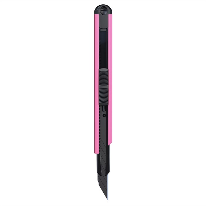 Нож канцелярский 9мм Berlingo "ColorZone", черное лезвие, auto-lock, металл. направл., розовый, евро - фото 345314