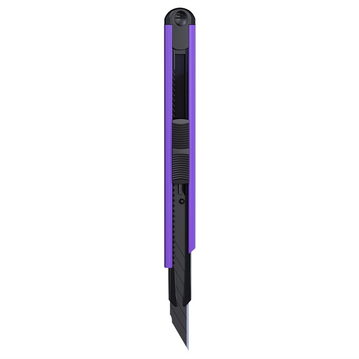 Нож канцелярский 9мм Berlingo "ColorZone", черное лезвие, auto-lock, металл. направл., фиолетовый, е - фото 345316