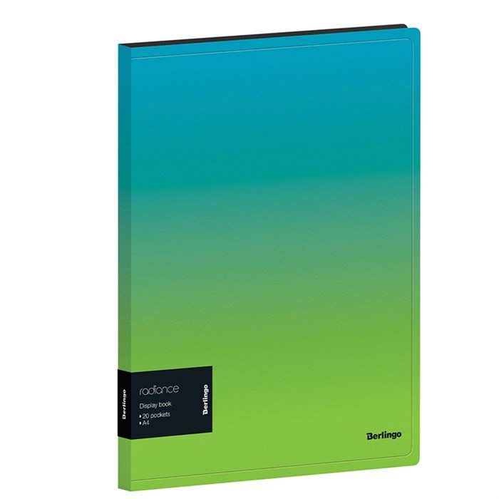 Папка с 20 файлами Berlingo "Radiance", 17мм, 600мкм, с внутр. карманом, голубой/зеленый градиент - фото 345524