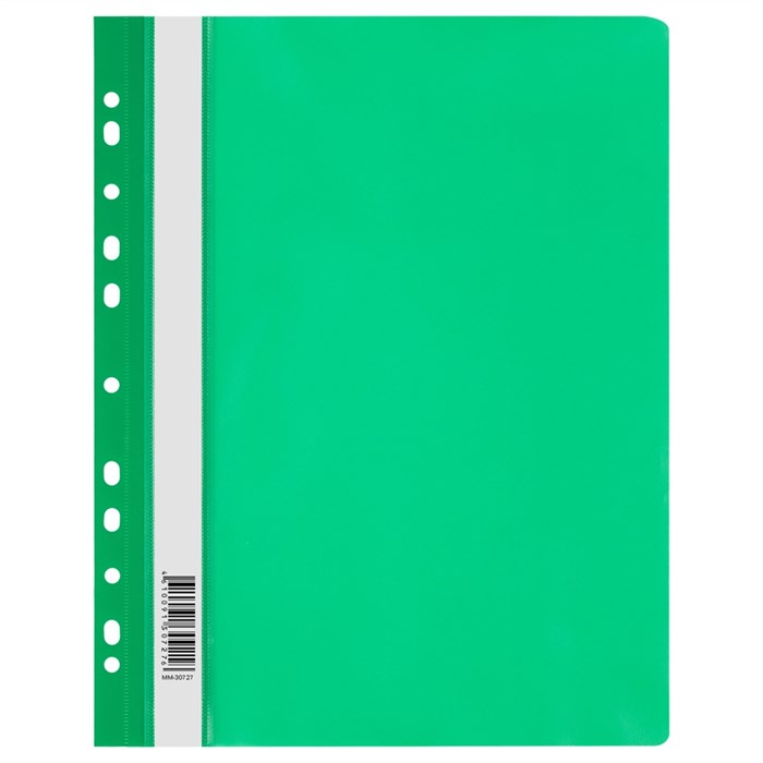 Папка-скоросшиватель пластик. перф. СТАММ А4, 120мкм, зеленая с прозр. верхом - фото 345596