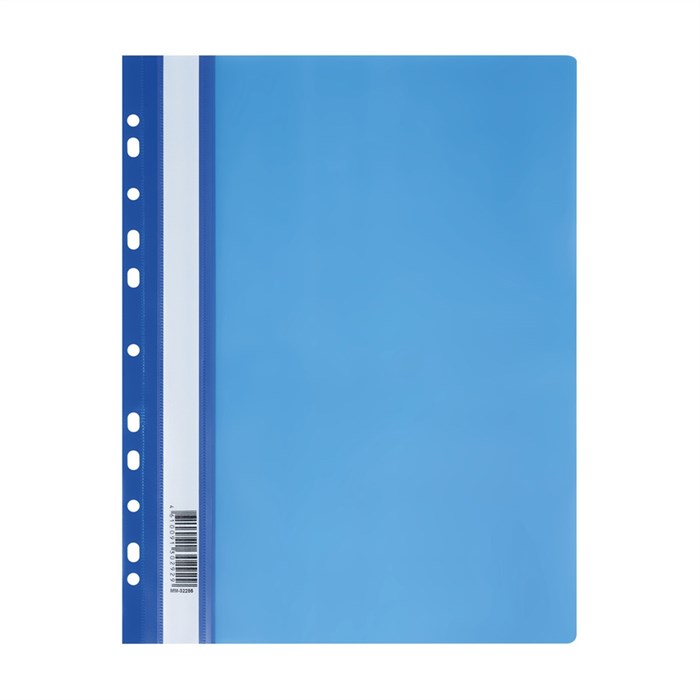 Папка-скоросшиватель пластик. перф. СТАММ А4, 160мкм, синяя с прозр. верхом - фото 345613