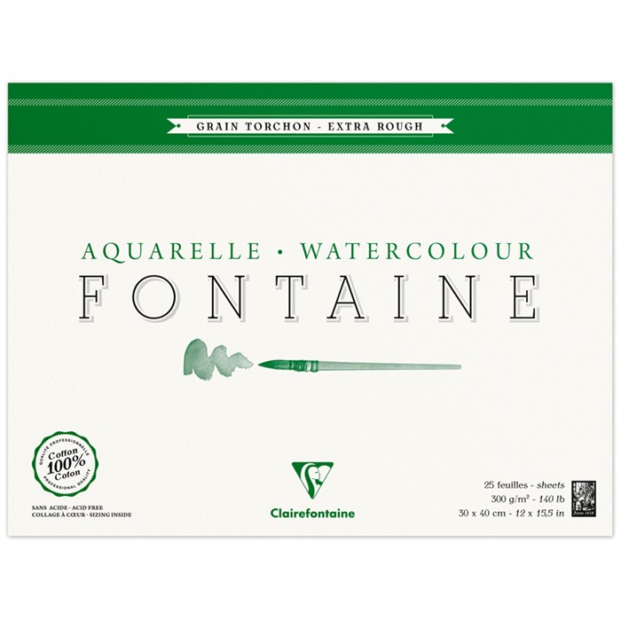 Альбом для акварели 25л., 30*40, на склейке Clairefontaine "Fontaine Grain torchon", 300г/м2, холод. - фото 352179