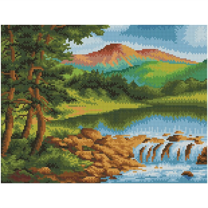 Алмазная мозаика ТРИ СОВЫ "Горная река", 30*40см, холст на деревянном подрамнике, картонная коробка - фото 352389