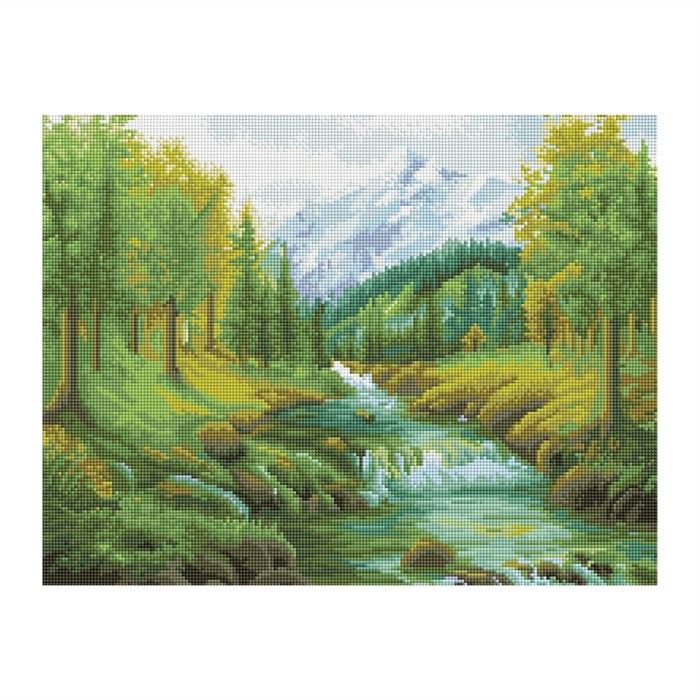 Алмазная мозаика ТРИ СОВЫ "Горная река", 40*50см, холст на деревянном подрамнике, картонная коробка - фото 352399