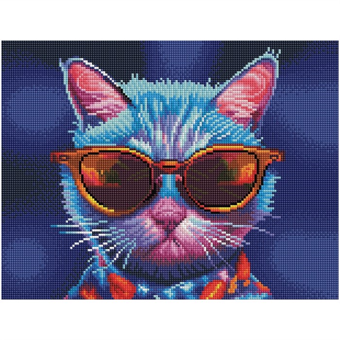 Алмазная мозаика ТРИ СОВЫ "Диджитал кот", 30*40см, холст на деревянном подрамнике, картонная коробка - фото 352433