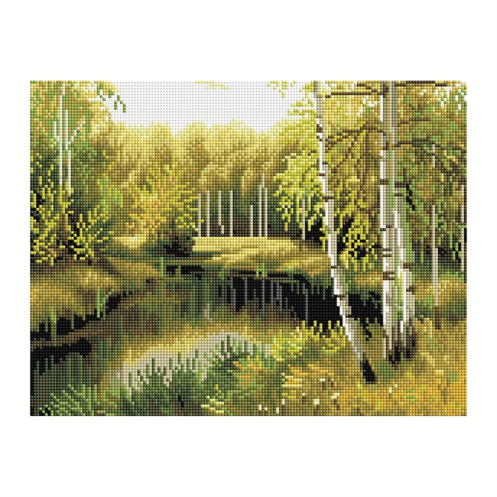 Алмазная мозаика ТРИ СОВЫ "Летний пейзаж", 30*40см, холст на деревянном подрамнике, картонная коробк - фото 352814