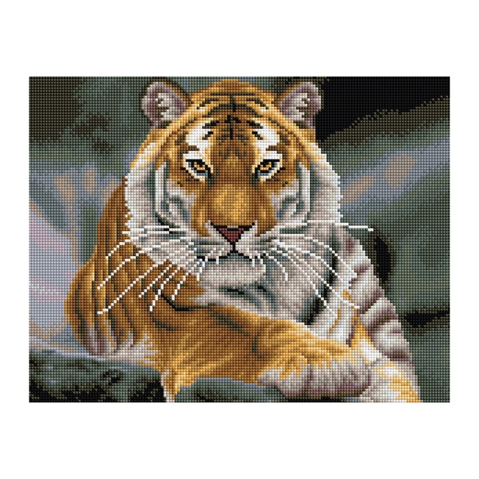 Алмазная мозаика ТРИ СОВЫ "Тигр", 30*40см, холст, картонная коробка с пластиковой ручкой - фото 353920