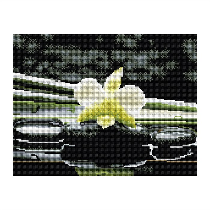 Алмазная мозаика ТРИ СОВЫ "Цветок орхидеи", 30*40см, холст на деревянном подрамнике, картонная короб - фото 354150