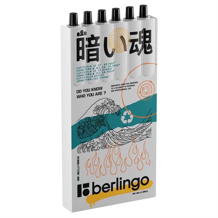 Ручка шариковая автоматическая Berlingo "Glyph" синяя, 0,7мм, грип, рисунок на корпусе, soft-touch, - фото 357496