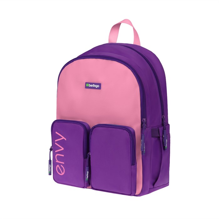 Рюкзак Berlingo "Envy" 2 отделения, 4 кармана, уплотненная спинка, 39*28*17см, розовый - фото 358426