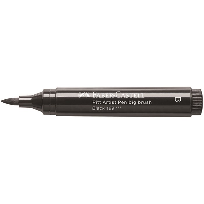 Ручка капиллярная Faber-Castell "Pitt Artist  Pen Big Brush" цвет 199 черный, 3мм, пишущий узел "кис - фото 368032