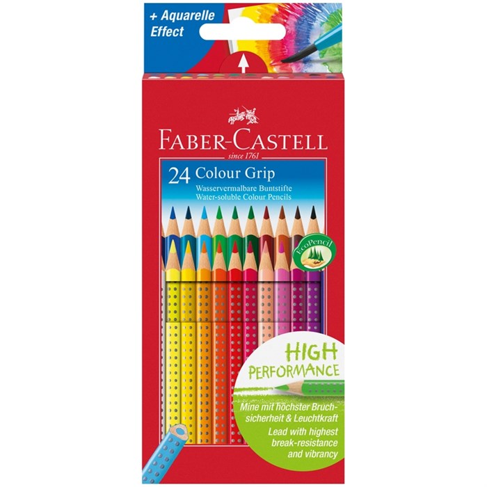 Карандаши цветные Faber-Castell "Grip", 24цв., трехгран., заточен., картон, европодвес - фото 369868