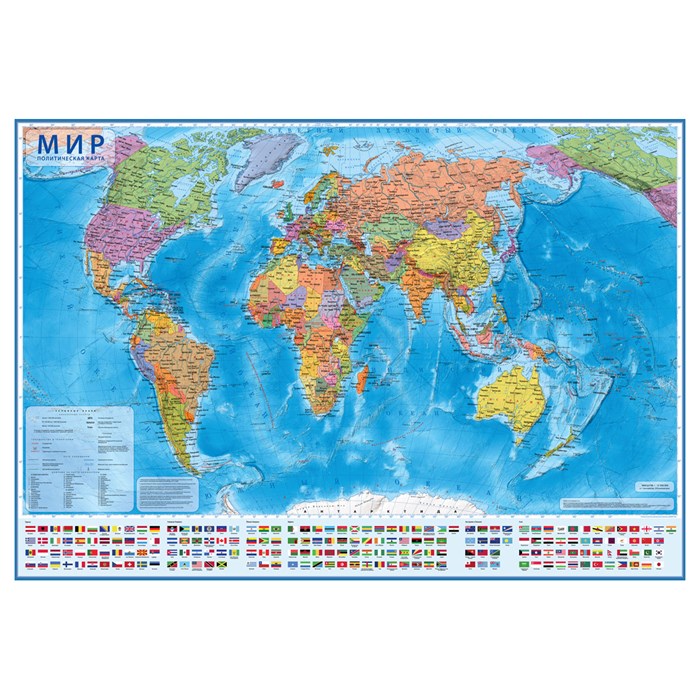 Карта "Мир" политическая Globen, 1:28млн., 1170*800мм, интерактивная, с ламинацией, европодвес - фото 370639