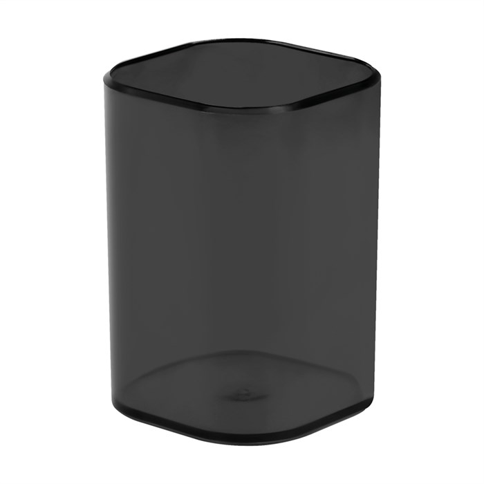 Подставка-стакан СТАММ "Фаворит", пластиковая, квадратная, тонированная черная - фото 370727