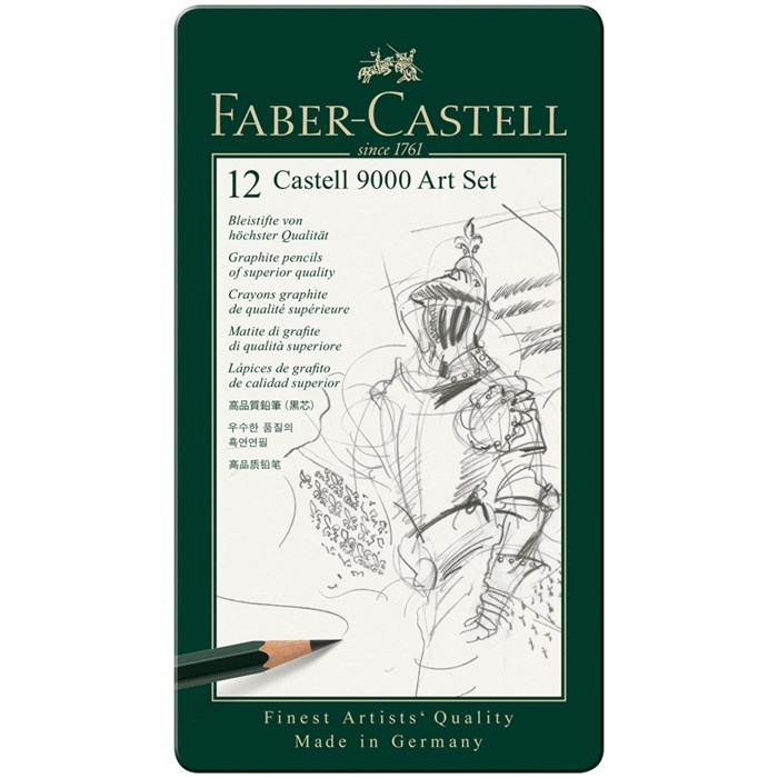 Набор карандашей ч/г Faber-Castell "Castell 9000 Art Set", 12шт., 2H-8B, заточен., метал. кор. - фото 370972