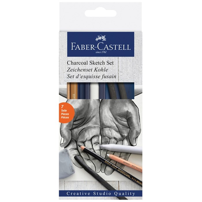 Набор угля и угольных карандашей Faber-Castell "Charcoal Sketch" 7 предметов, картон. упак. - фото 370991