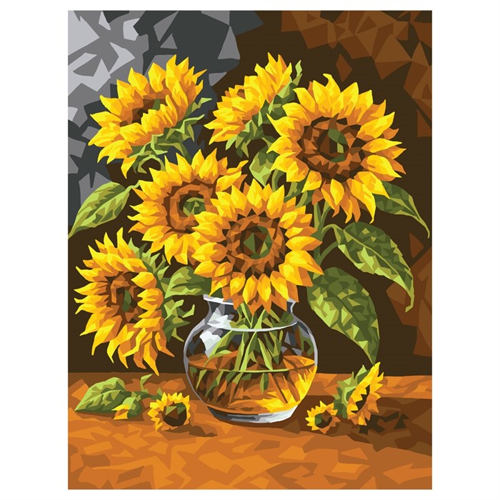 Картина по номерам на картоне ТРИ СОВЫ "Цветы солнца", 30*40, с акриловыми красками и кистями - фото 371220