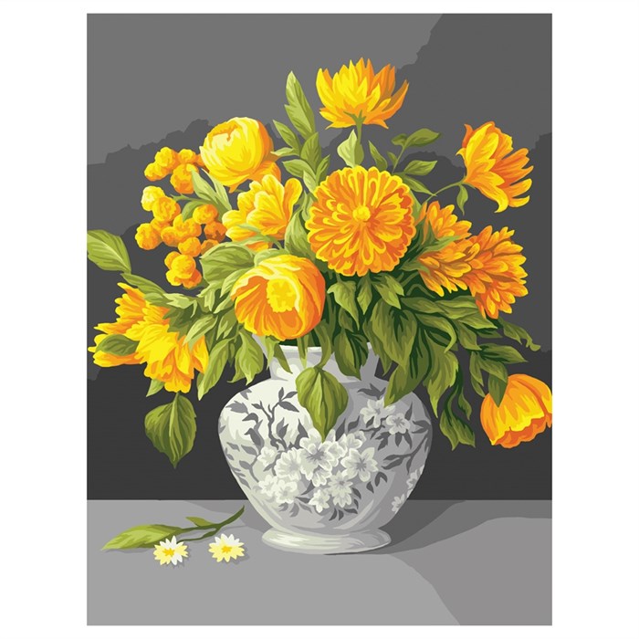 Картина по номерам на холсте ТРИ СОВЫ "Желтые цветы", 40*50, с акриловыми красками и кистями - фото 371446