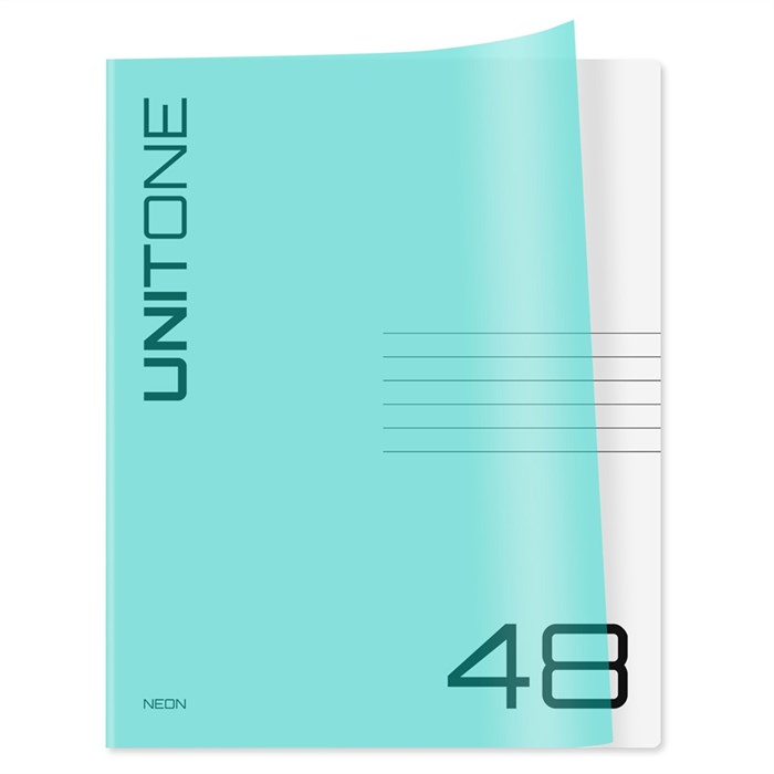 Тетрадь 48л. клетка BG "UniTone. Neon", пластиковая обложка, неон голубой - фото 371702