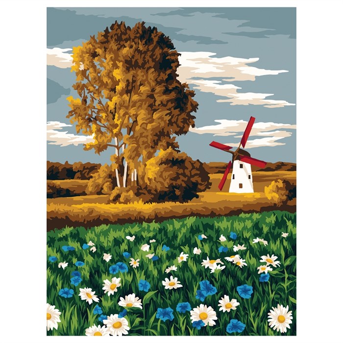Картина по номерам на холсте ТРИ СОВЫ "Ромашковое поле", 30*40, с акриловыми красками и кистями - фото 372057
