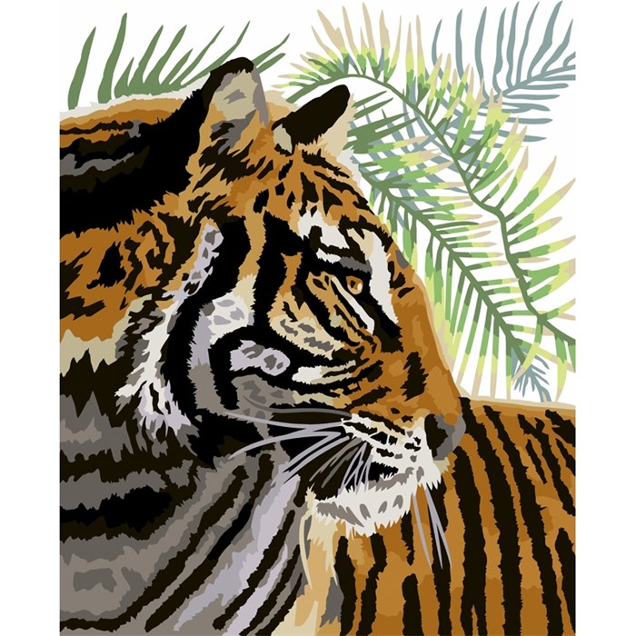 Картина по номерам на холсте ТРИ СОВЫ "Тигриный профиль", 40*50, с акриловыми красками и кистями - фото 372190