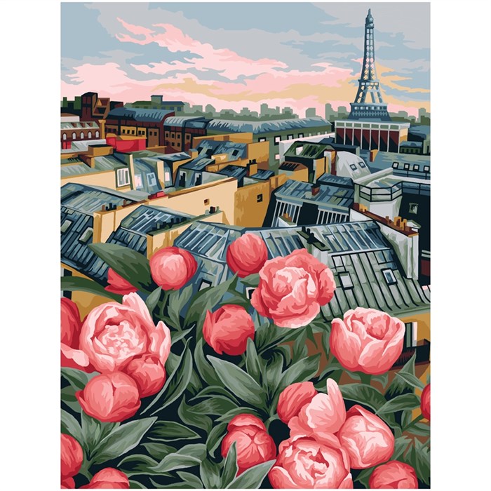 Картина по номерам на холсте ТРИ СОВЫ "Цветущий Париж", 40*50, с акриловыми красками и кистями - фото 372250