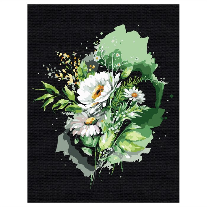 Картина по номерам на черном холсте ТРИ СОВЫ "Цветы", 30*40, c акриловыми красками и кистями - фото 372257