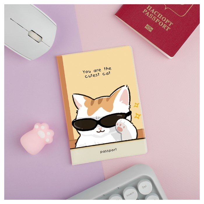 Обложка для паспорта MESHU "Cutest Cat", ПВХ, 2 кармана - фото 372947