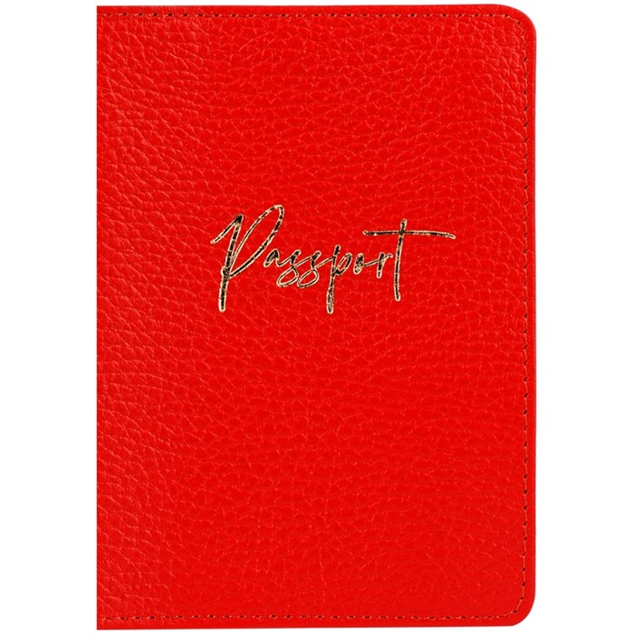Обложка для паспорта OfficeSpace "Naples", кожа, красный, тиснение фольгой - фото 373553