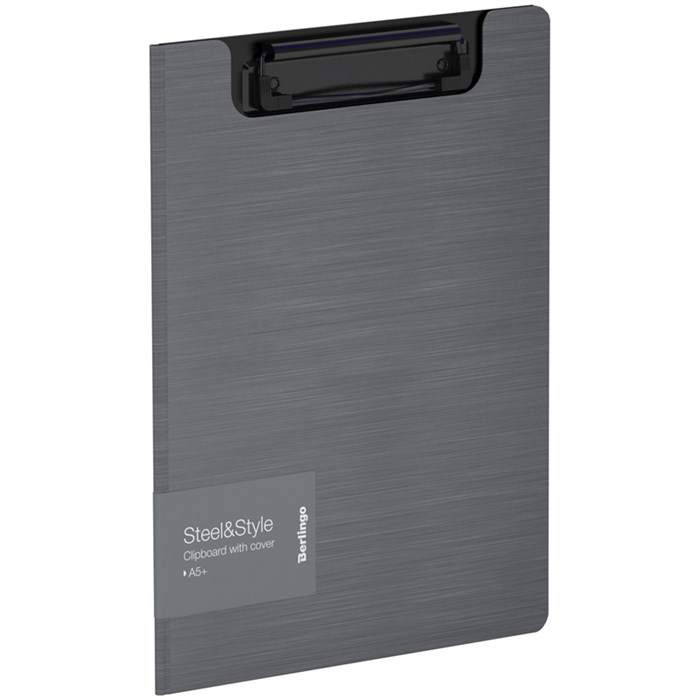 Папка-планшет с зажимом Berlingo "Steel&Style" A5+, 1800мкм, пластик (полифом), серебристый металлик - фото 373835