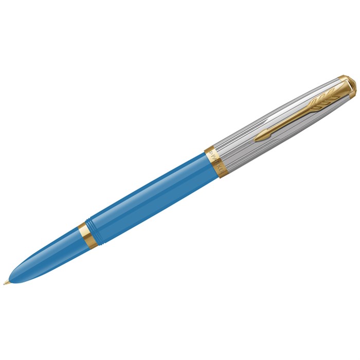 Ручка перьевая Parker "51 Turquoise GT" темно-синяя, 0,8мм, подарочная упаковка - фото 373863