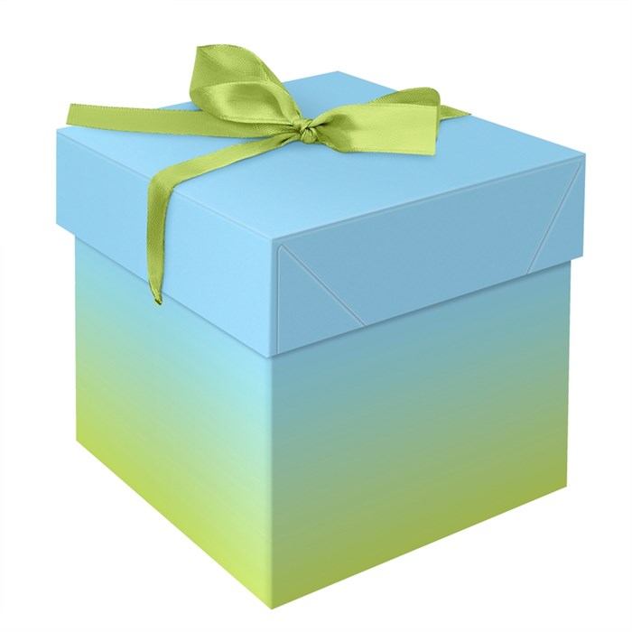 Коробка складная подарочная MESHU "Duotone. Blue-Green gradient", (15*15*15см), с лентой - фото 374246