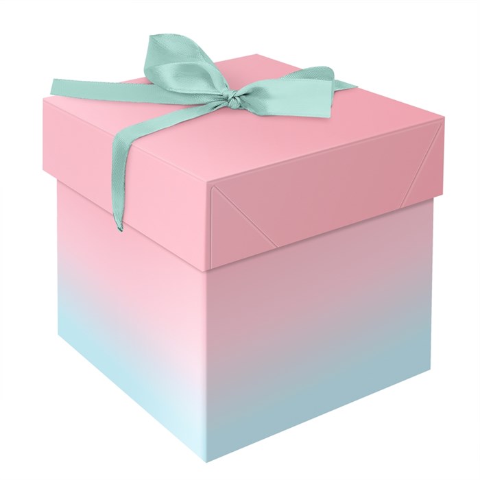 Коробка складная подарочная MESHU "Duotone. Mint-Pink gradient", (15*15*15см), с лентой - фото 374270