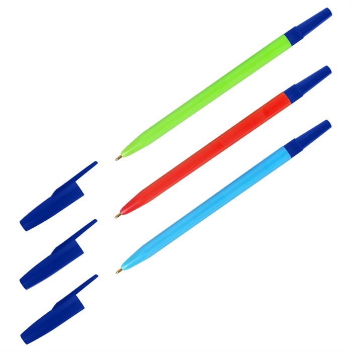Ручка шариковая СТАММ "049" синяя, 0,7мм, неоновый микс - фото 374396