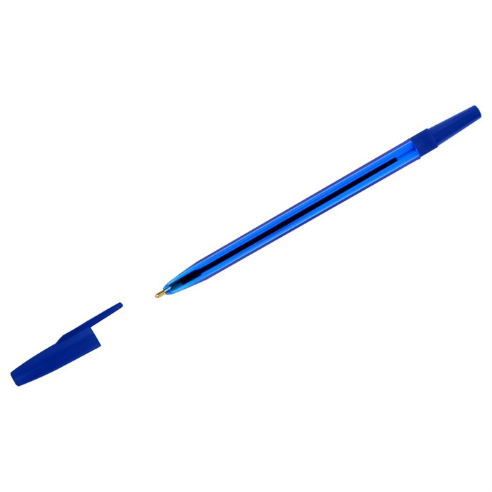 Ручка шариковая СТАММ "049" синяя, 0,7мм, тонированный корпус - фото 374441