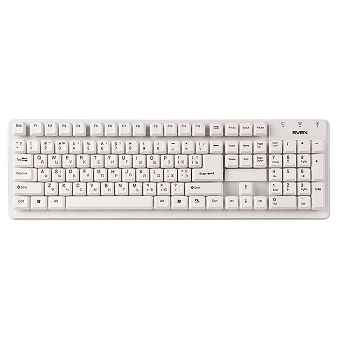 Клавиатура Sven Standard 301, USB, белый - фото 375207