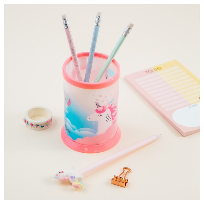 Подставка-стакан MESHU "Unicorn", пластиковая, розовая - фото 375733